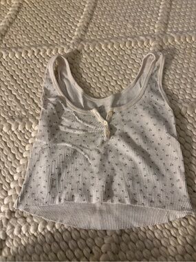 Brandy Melville Floral Cropped Waffle Tank W Button